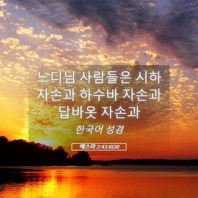 Picture 05 - 에스라 2:43 KOR - 느디님 사람들은 시하 자손과 하수바 - Bible Verse Picture