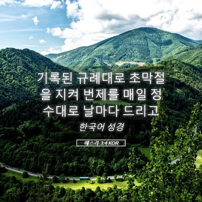 Picture 05 - 에스라 3:4 KOR - 기록된 규례대로 초막절을 지켜 - Bible Verse Picture