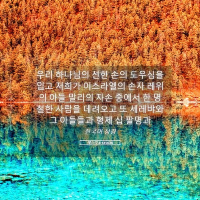 Picture 05 - 에스라 8:18 KOR - 우리 하나님의 선한 손의 도우심을 - Bible Verse Picture