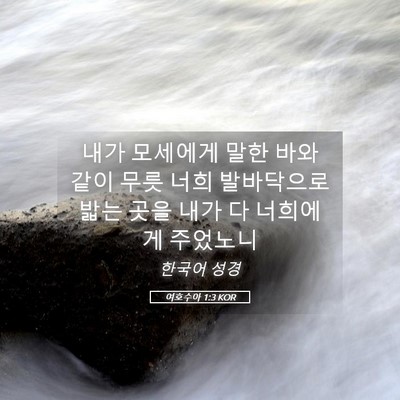 Picture 05 - 여호수아 1:3 KOR - 내가 모세에게 말한 바와 같이 무릇 - Bible Verse Picture