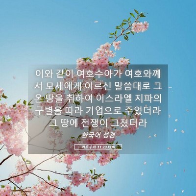 Picture 05 - 여호수아 11:23 KOR - 이와 같이 여호수아가 여호와꼐서 - Bible Verse Picture
