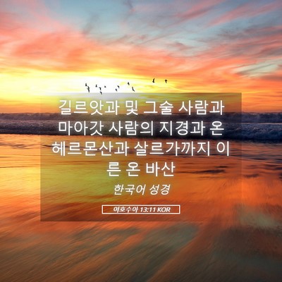 Picture 05 - 여호수아 13:11 KOR - 길르앗과 및 그술 사람과 마아갓 - Bible Verse Picture