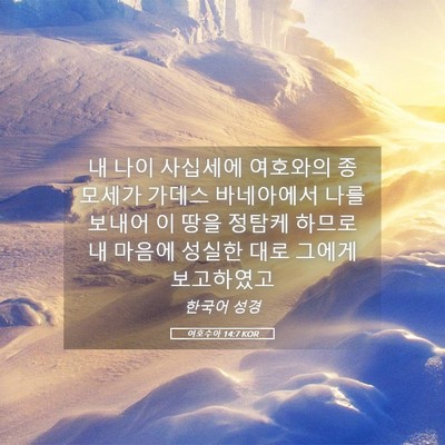Picture 05 - 여호수아 14:7 KOR - 내 나이 사십세에 여호와의 종 - Bible Verse Picture