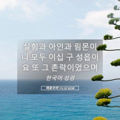 Picture 05 - 여호수아 15:32 KOR - 실힘과 아인과 림몬이니 모두 이십 - Bible Verse Picture