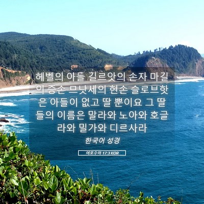 Picture 05 - 여호수아 17:3 KOR - 헤벨의 아들 길르앗의 손자 마길의 - Bible Verse Picture