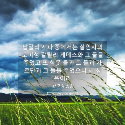 Picture 05 - 여호수아 21:32 KOR - 납달리 지파 중에서는 살인자의 - Bible Verse Picture