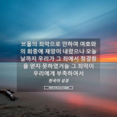 Picture 05 - 여호수아 22:17 KOR - 브올의 죄악으로 인하여 여호와의 - Bible Verse Picture