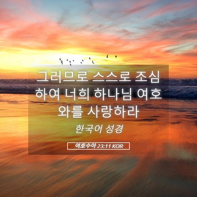 Picture 05 - 여호수아 23:11 KOR - 그러므로 스스로 조심하여 너희 - Bible Verse Picture