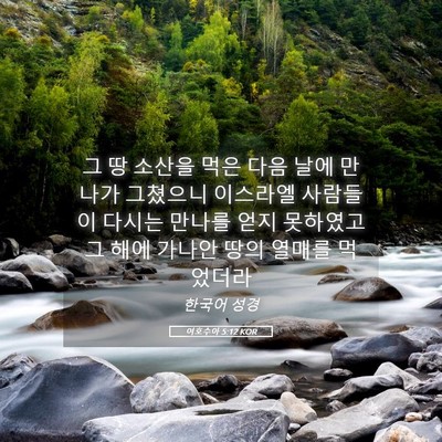 Picture 05 - 여호수아 5:12 KOR - 그 땅 소산을 먹은 다음 날에 만나가 - Bible Verse Picture