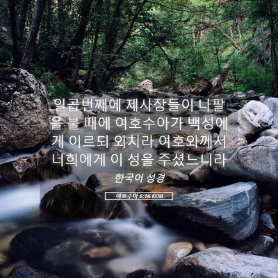 Picture 05 - 여호수아 6:16 KOR - 일곱번째에 제사장들이 나팔을 불 - Bible Verse Picture