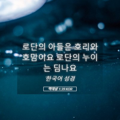 Picture 05 - 역대상 1:39 KOR - 로단의 아들은 호리와 호맘이요 - Bible Verse Picture