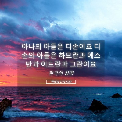 Picture 05 - 역대상 1:41 KOR - 아나의 아들은 디손이요 디손의 - Bible Verse Picture