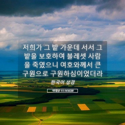Picture 05 - 역대상 11:14 KOR - 저희가 그 밭 가운데 서서 그 밭을 - Bible Verse Picture