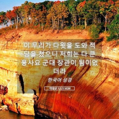 Picture 05 - 역대상 12:21 KOR - 이 무리가 다윗을 도와 적당을 - Bible Verse Picture
