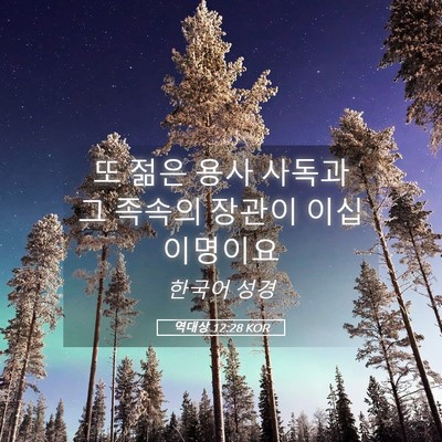 Picture 05 - 역대상 12:28 KOR - 또 젊은 용사 사독과 그 족속의 - Bible Verse Picture
