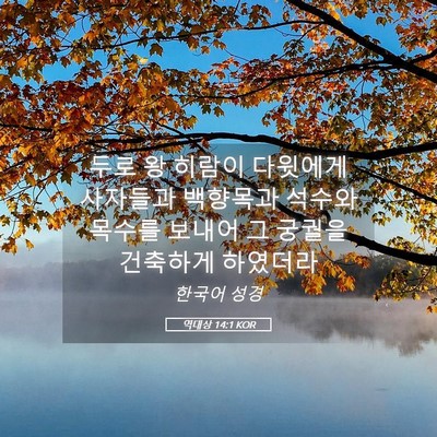 Picture 05 - 역대상 14:1 KOR - 두로 왕 히람이 다윗에게 사자들과 - Bible Verse Picture