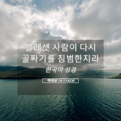 Picture 05 - 역대상 14:13 KOR - 블레셋 사람이 다시 골짜기를 - Bible Verse Picture