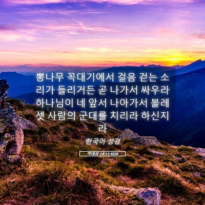 Picture 05 - 역대상 14:15 KOR - 뽕나무 꼭대기에서 걸음 걷는 소리가 - Bible Verse Picture