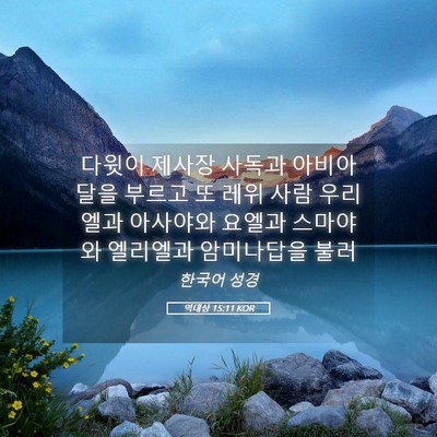 Picture 05 - 역대상 15:11 KOR - 다윗이 제사장 사독과 아비아달을 - Bible Verse Picture