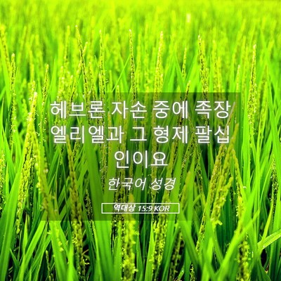 Picture 05 - 역대상 15:9 KOR - 헤브론 자손 중에 족장 엘리엘과 그 - Bible Verse Picture