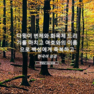 Picture 05 - 역대상 16:2 KOR - 다윗이 번제와 화목제 드리기를 - Bible Verse Picture