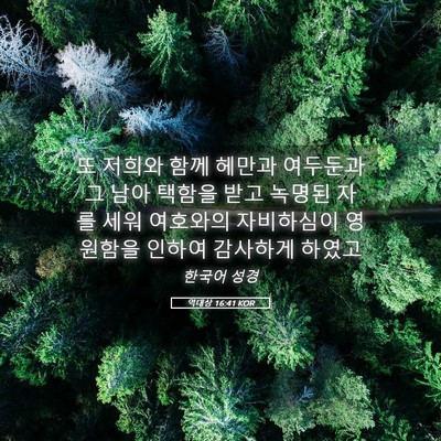 Picture 05 - 역대상 16:41 KOR - 또 저희와 함께 헤만과 여두둔과 그 - Bible Verse Picture