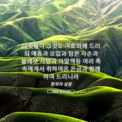 Picture 05 - 역대상 18:11 KOR - 다윗왕이 그것도 여호와께 드리되 - Bible Verse Picture