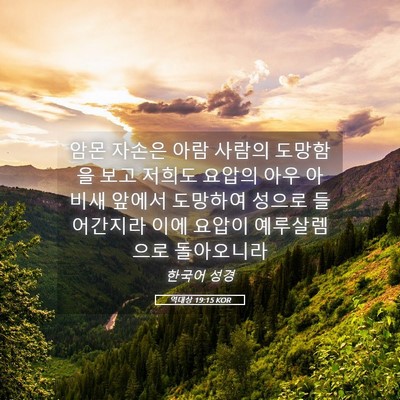 Picture 05 - 역대상 19:15 KOR - 암몬 자손은 아람 사람의 도망함을 - Bible Verse Picture