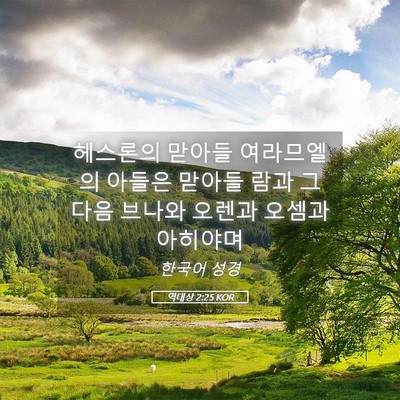 Picture 05 - 역대상 2:25 KOR - 헤스론의 맏아들 여라므엘의 아들은 - Bible Verse Picture