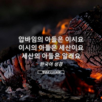 Picture 05 - 역대상 2:31 KOR - 압바임의 아들은 이시요 이시의 - Bible Verse Picture
