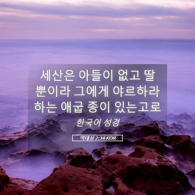 Picture 05 - 역대상 2:34 KOR - 세산은 아들이 없고 딸 뿐이라 - Bible Verse Picture