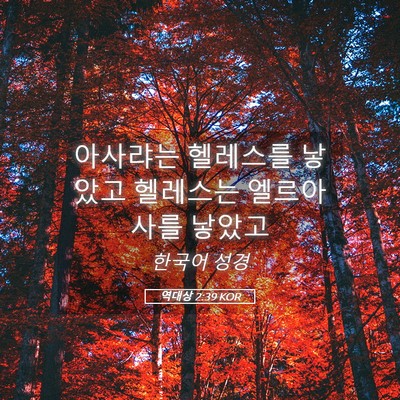 Picture 05 - 역대상 2:39 KOR - 아사랴는 헬레스를 낳았고 헬레스는 - Bible Verse Picture