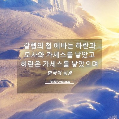 Picture 05 - 역대상 2:46 KOR - 갈렙의 첩 에바는 하란과 모사와 - Bible Verse Picture