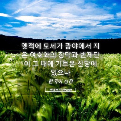 Picture 05 - 역대상 21:29 KOR - 옛적에 모세가 광야에서 지은 - Bible Verse Picture