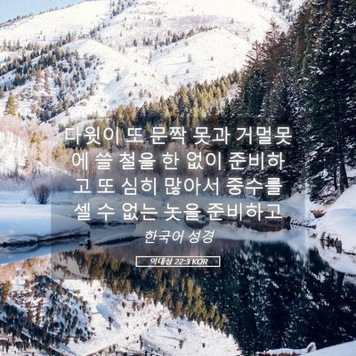 Picture 05 - 역대상 22:3 KOR - 다윗이 또 문짝 못과 거멀못에 쓸 - Bible Verse Picture