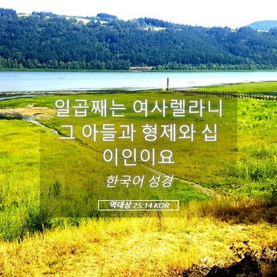 Picture 05 - 역대상 25:14 KOR - 일곱째는 여사렐라니 그 아들과 - Bible Verse Picture