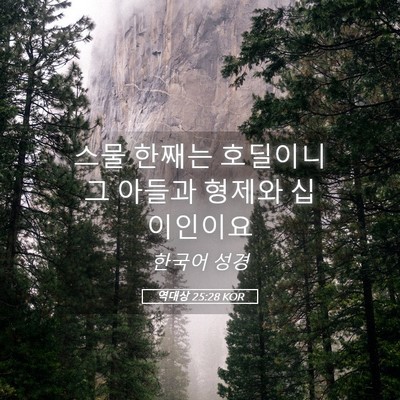 Picture 05 - 역대상 25:28 KOR - 스물 한째는 호딜이니 그 아들과 - Bible Verse Picture
