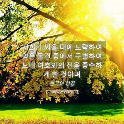 Picture 05 - 역대상 26:27 KOR - 저희가 싸울 때에 노략하여 얻은 - Bible Verse Picture