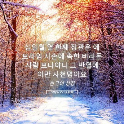 Picture 05 - 역대상 27:14 KOR - 십일월 열 한째 장관은 에브라임 - Bible Verse Picture