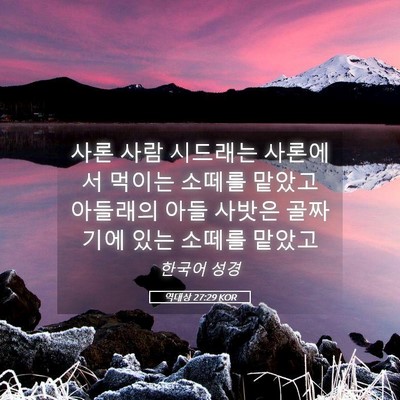 Picture 05 - 역대상 27:29 KOR - 사론 사람 시드래는 사론에서 먹이는 - Bible Verse Picture