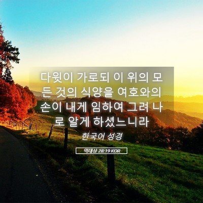 Picture 05 - 역대상 28:19 KOR - 다윗이 가로되 이 위의 모든 것의 - Bible Verse Picture