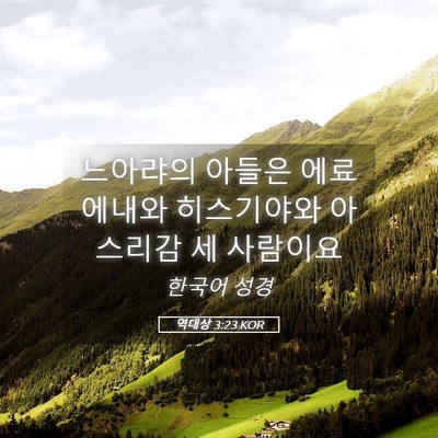 Picture 05 - 역대상 3:23 KOR - 느아랴의 아들은 에료에내와 - Bible Verse Picture