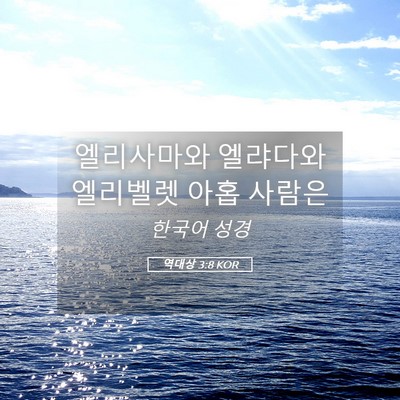 Picture 05 - 역대상 3:8 KOR - 엘리사마와 엘랴다와 엘리벨렛 아홉 - Bible Verse Picture