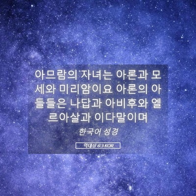 Picture 05 - 역대상 6:3 KOR - 아므람의 자녀는 아론과 모세와 - Bible Verse Picture