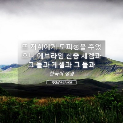 Picture 05 - 역대상 6:67 KOR - 또 저희에게 도피성을 주었으니 - Bible Verse Picture