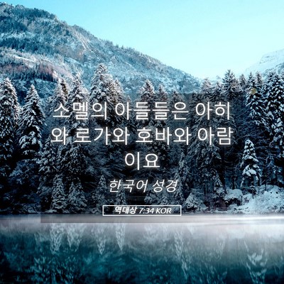 Picture 05 - 역대상 7:34 KOR - 소멜의 아들들은 아히와 로가와 - Bible Verse Picture