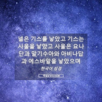 Picture 05 - 역대상 8:33 KOR - 넬은 기스를 낳았고 기스는 사울을 - Bible Verse Picture
