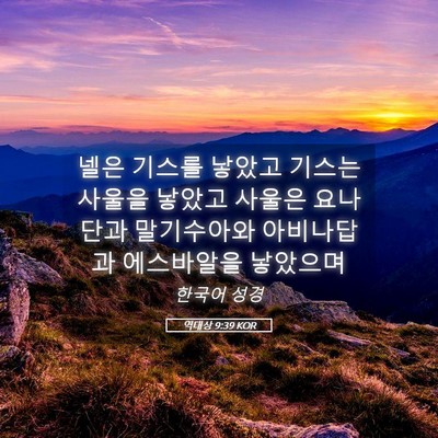 Picture 05 - 역대상 9:39 KOR - 넬은 기스를 낳았고 기스는 사울을 - Bible Verse Picture