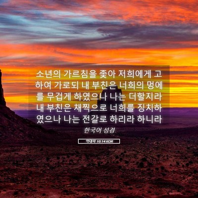 Picture 05 - 역대하 10:14 KOR - 소년의 가르침을 좇아 저희에게 - Bible Verse Picture