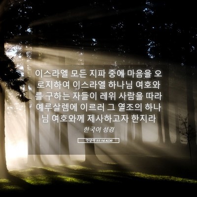 Picture 05 - 역대하 11:16 KOR - 이스라엘 모든 지파 중에 마음을 - Bible Verse Picture